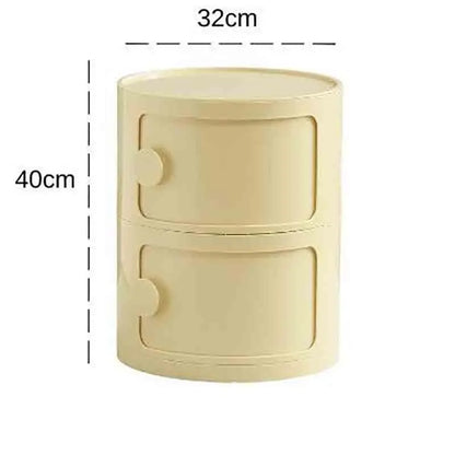 Bedside Table with Drawers Small Round Side Table Storage Cabinet Plastic Side Cabinet Nightstand for Bedroom Living Room