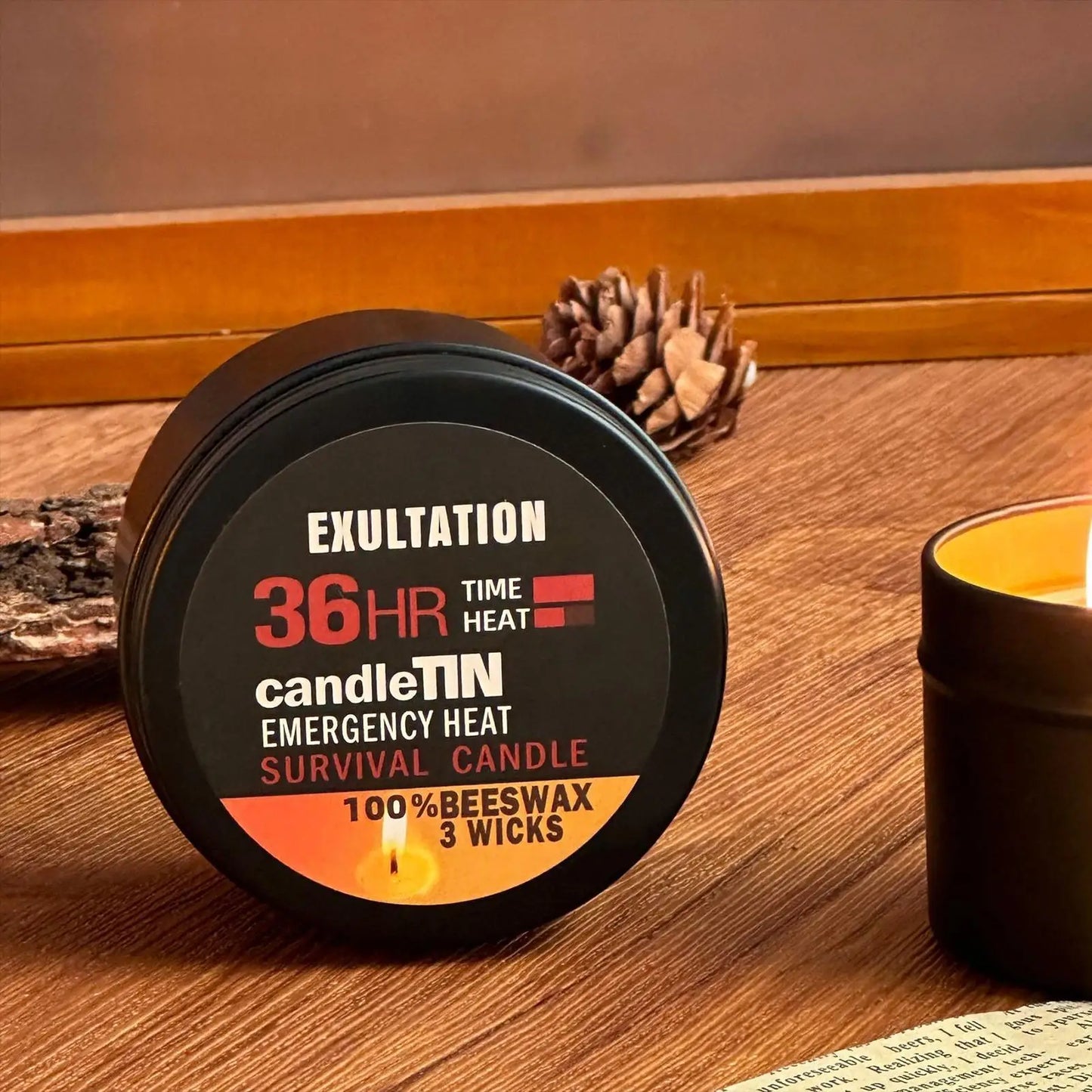 Power Outage Candles Unscented Candles with Jar 36 Hours Long Burning 3-Wick Lamp for Home Outdoor Activities Survival Fishing
