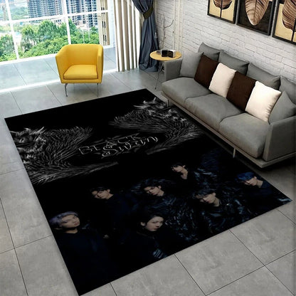 Kpop B-BTS Fashion Group Star Carpet Rug for Playroom Bedroom Living Room Sofa Home Decor,kids Area Rug Non-slip Floor Mat