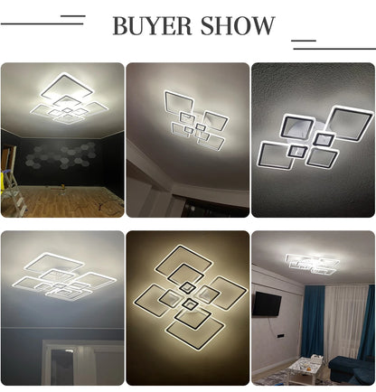 Nordic Pendant Light Ceiling Lamp Modern square LED Chandelier Suitable for Bedrooms Living Rooms Kitchen Dining Lighting Decor