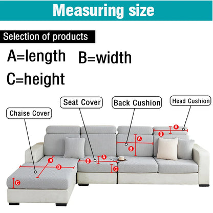 Jacquard Sofa Slipcover Ribbed Pattern Seat Cushion Cover Elastic Furniture Protector Sofa Covers for Living Room Bedroom 1PC
