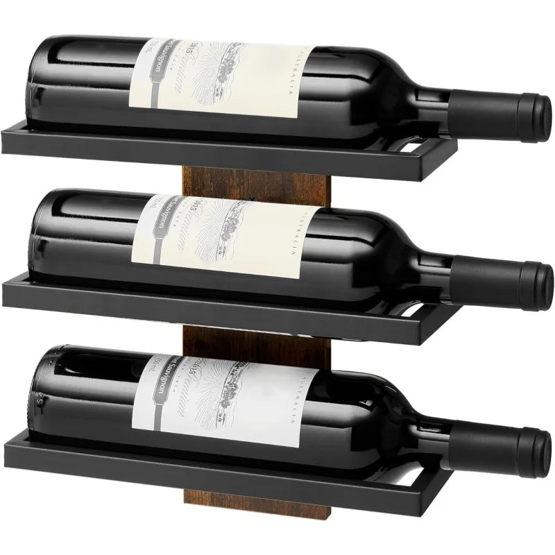3-Tier Wall Mount Wine Rack,Wall Mounted Wine Bottle Racks for Display and Storage,Hanging Bottle Holder,for Living,Dining Room