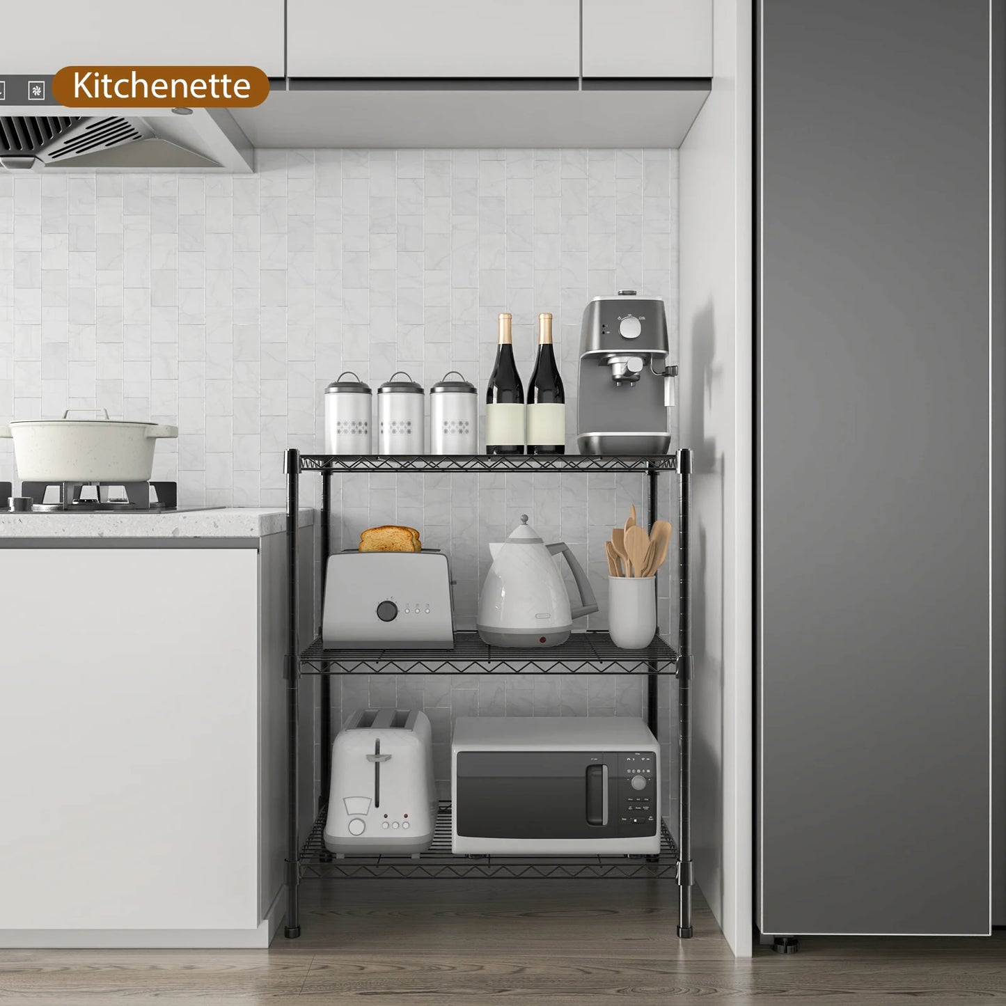 3/4/5 Tier Heavy Duty Shelving Units, Adjustable Metal Wire Storage Rack for Kitchen Garage Pantry Living Room Warehouse