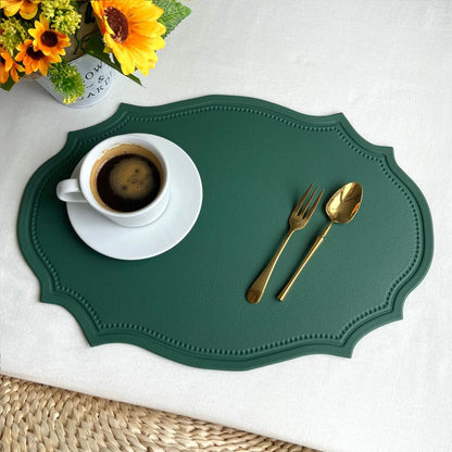 1/4/6PCS Oval Black Gift Placemats Indoor Faux Leather Kitchen Dining Table Pad Luxury Place Mat Tableware Cafe Pad 식탁매트