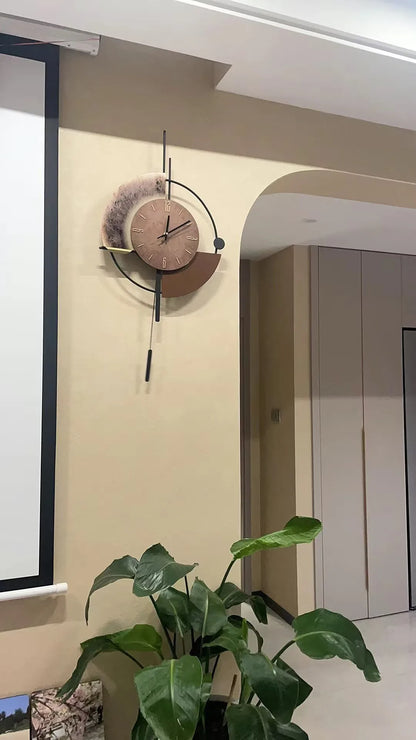 Living Room Wall-mounted Clock TV Background Wall Decoration Porch Wall Clocks with LED Light Home Decoration