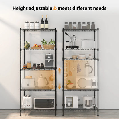 3/4/5 Tier Heavy Duty Shelving Units, Adjustable Metal Wire Storage Rack for Kitchen Garage Pantry Living Room Warehouse