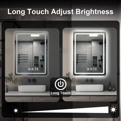 20x28 inch LED Bathroom Mirror Vanity Mirrors with Backlit Lights Fogless Makeup Mirror Wall Mounted with Demister