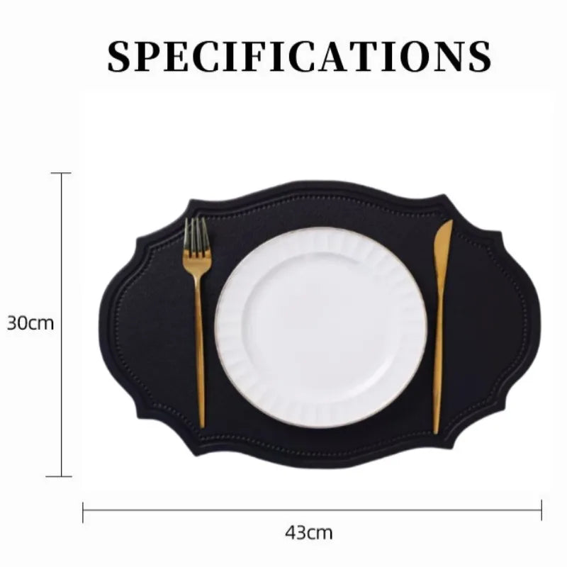 1/4/6PCS Oval Black Gift Placemats Indoor Faux Leather Kitchen Dining Table Pad Luxury Place Mat Tableware Cafe Pad 식탁매트