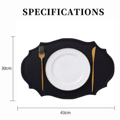 1/4/6PCS Oval Black Gift Placemats Indoor Faux Leather Kitchen Dining Table Pad Luxury Place Mat Tableware Cafe Pad 식탁매트