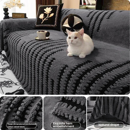 Dark Gray Black Striped Sofa Towel Simple Bohemian Style One-Piece Sofa Cover Cloth Living Room Home Decor