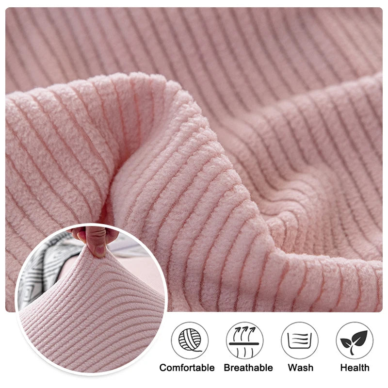 Jacquard Sofa Slipcover Ribbed Pattern Seat Cushion Cover Elastic Furniture Protector Sofa Covers for Living Room Bedroom 1PC