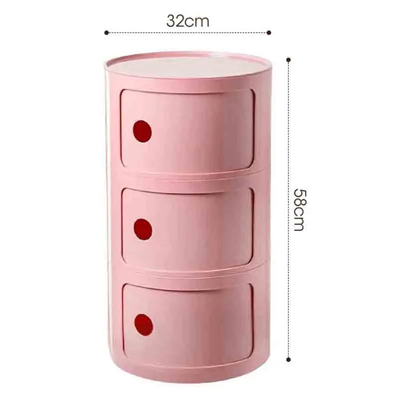 Bedside Table with Drawers Small Round Side Table Storage Cabinet Plastic Side Cabinet Nightstand for Bedroom Living Room