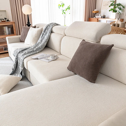 Jacquard Sofa Slipcover Ribbed Pattern Seat Cushion Cover Elastic Furniture Protector Sofa Covers for Living Room Bedroom 1PC