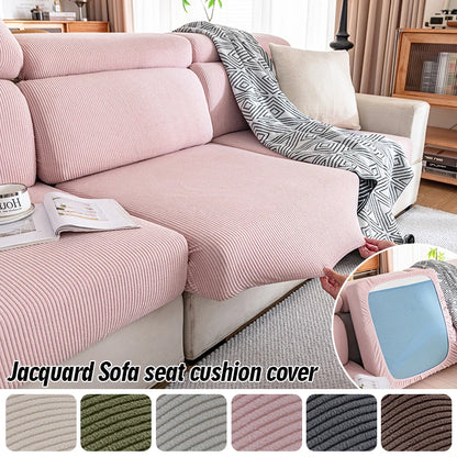Jacquard Sofa Slipcover Ribbed Pattern Seat Cushion Cover Elastic Furniture Protector Sofa Covers for Living Room Bedroom 1PC