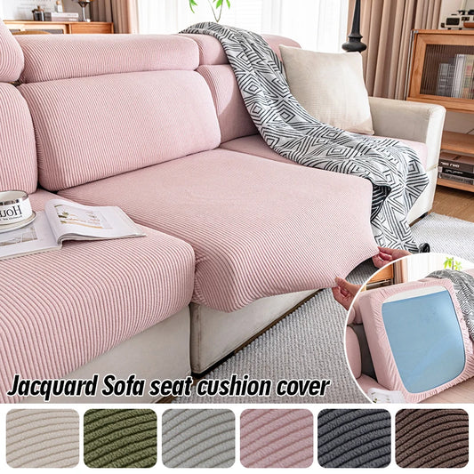 Jacquard Sofa Slipcover Ribbed Pattern Seat Cushion Cover Elastic Furniture Protector Sofa Covers for Living Room Bedroom 1PC