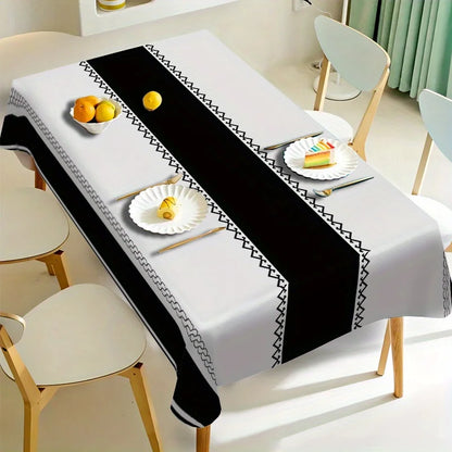 Modern Black Stripe Rectangle Waterproof Tablecloth Table Decor Reusable Kitchen Dining Tablecloth Holiday Party Decorations