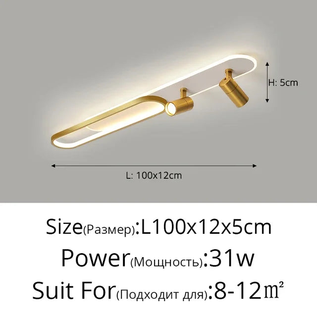 Minimalist LED Ceiling Light Long Strip Dining Room Track Spotlights Bedroom Hall Corridor Lamps for Lobby Lighting