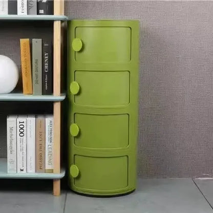 Bedside Table with Drawers Small Round Side Table Storage Cabinet Plastic Side Cabinet Nightstand for Bedroom Living Room