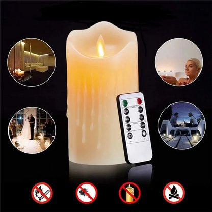 LED Candles, Flickering Flameless Candles,Rechargeable Candle, Real Wax Candles with Remote Control,12.5cm