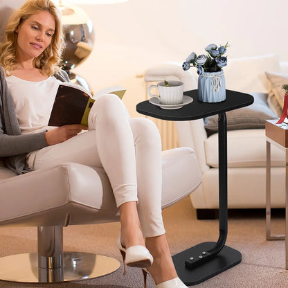 Modern Living C Shaped Sofa Side Table  24 in Tall Portable Corner Table C Shaped End Table for Coffee Drink Snack Living Room
