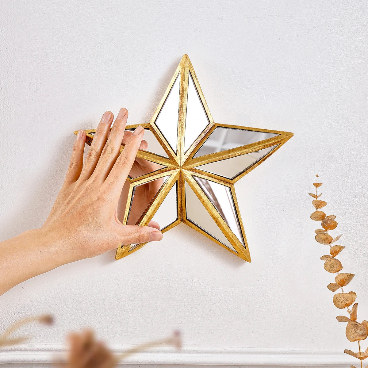 1PC, retro five-pointed star resin material glass mirror wall decoration hanging