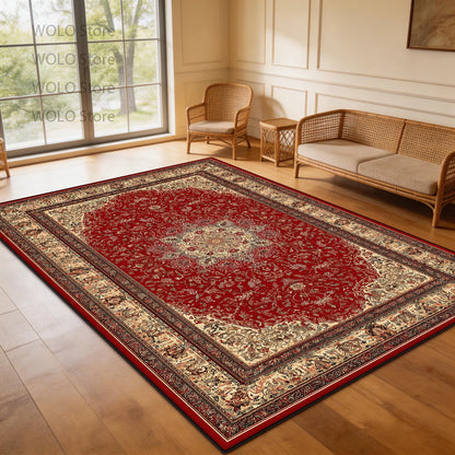 Persian-Style Floor Mat Classical Living Room Large Size Non-Slip Carpet Floor Bedroom and Living Room Lounge Rug Easy Clean