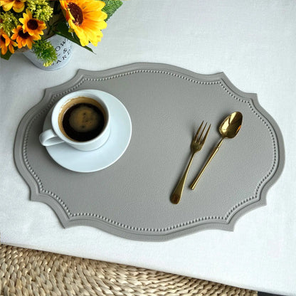 1/4/6PCS Oval Black Gift Placemats Indoor Faux Leather Kitchen Dining Table Pad Luxury Place Mat Tableware Cafe Pad 식탁매트