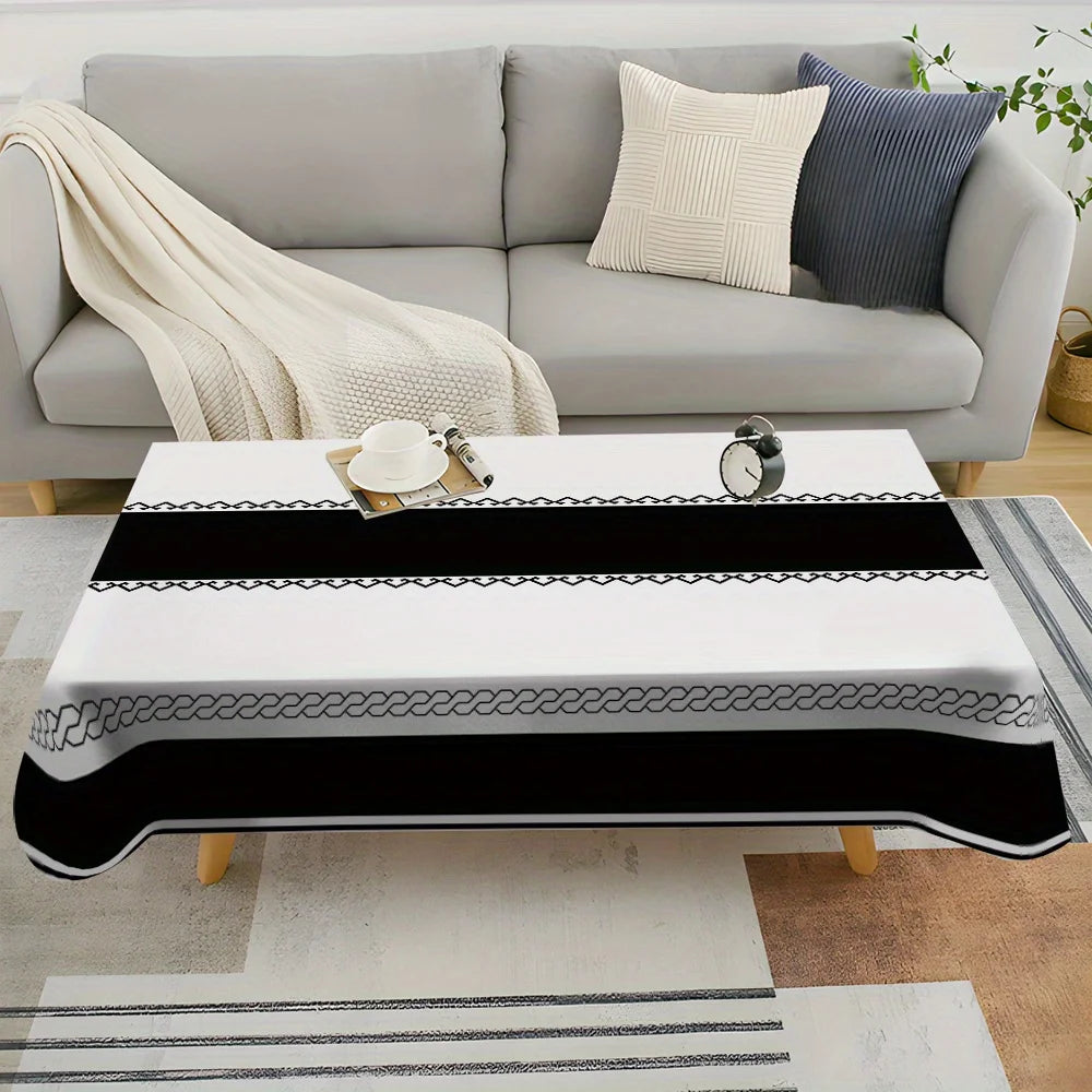 Modern Black Stripe Rectangle Waterproof Tablecloth Table Decor Reusable Kitchen Dining Tablecloth Holiday Party Decorations
