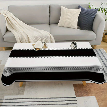 Modern Black Stripe Rectangle Waterproof Tablecloth Table Decor Reusable Kitchen Dining Tablecloth Holiday Party Decorations