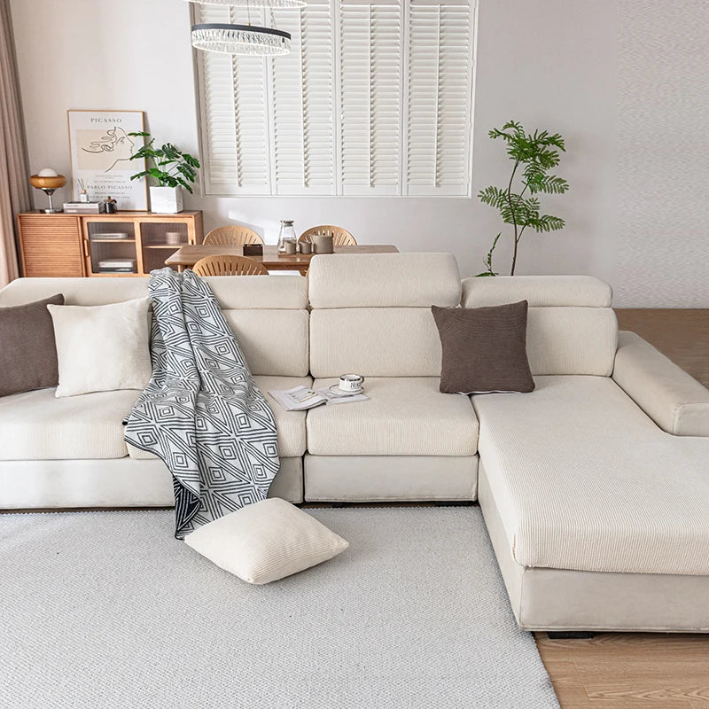 Jacquard Sofa Slipcover Ribbed Pattern Seat Cushion Cover Elastic Furniture Protector Sofa Covers for Living Room Bedroom 1PC