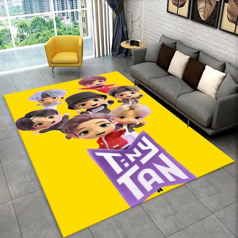 Kpop B-BTS Fashion Group Star Carpet Rug for Playroom Bedroom Living Room Sofa Home Decor,kids Area Rug Non-slip Floor Mat