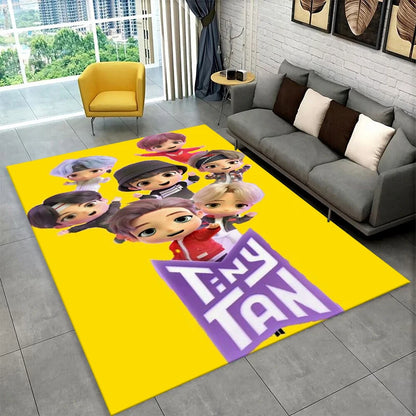 Kpop B-BTS Fashion Group Star Carpet Rug for Playroom Bedroom Living Room Sofa Home Decor,kids Area Rug Non-slip Floor Mat
