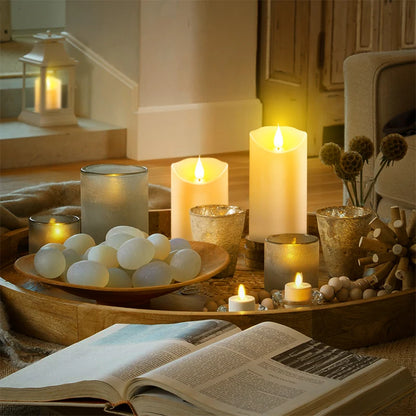 Flameless Flickering LED Candles Battery Operated for Wedding Birthday Party Romantic Ambience Home Decor Warm Light 3D Flame