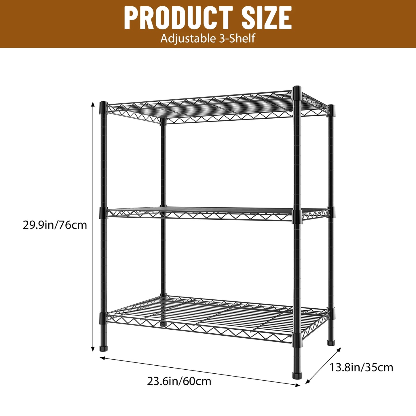 3/4/5 Tier Heavy Duty Shelving Units, Adjustable Metal Wire Storage Rack for Kitchen Garage Pantry Living Room Warehouse