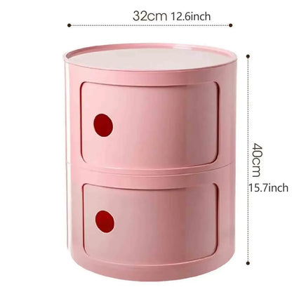 Bedside Table with Drawers Small Round Side Table Storage Cabinet Plastic Side Cabinet Nightstand for Bedroom Living Room