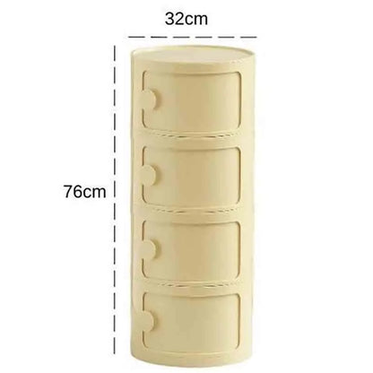 Bedside Table with Drawers Small Round Side Table Storage Cabinet Plastic Side Cabinet Nightstand for Bedroom Living Room