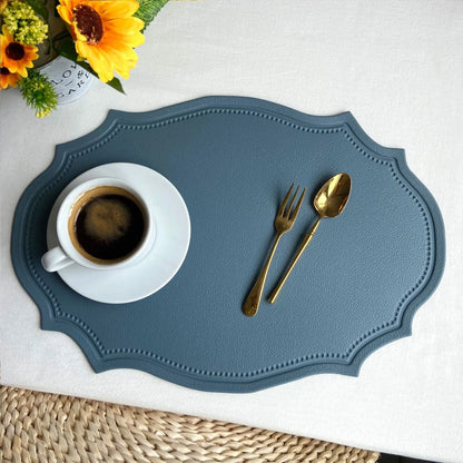 1/4/6PCS Oval Black Gift Placemats Indoor Faux Leather Kitchen Dining Table Pad Luxury Place Mat Tableware Cafe Pad 식탁매트