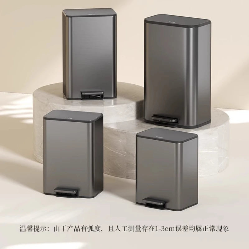 Kitchen Bin Large Large Capacity New Household Living Room Light Luxury High-grade Stainless Steel Italian Style Furniture