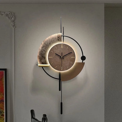 Living Room Wall-mounted Clock TV Background Wall Decoration Porch Wall Clocks with LED Light Home Decoration