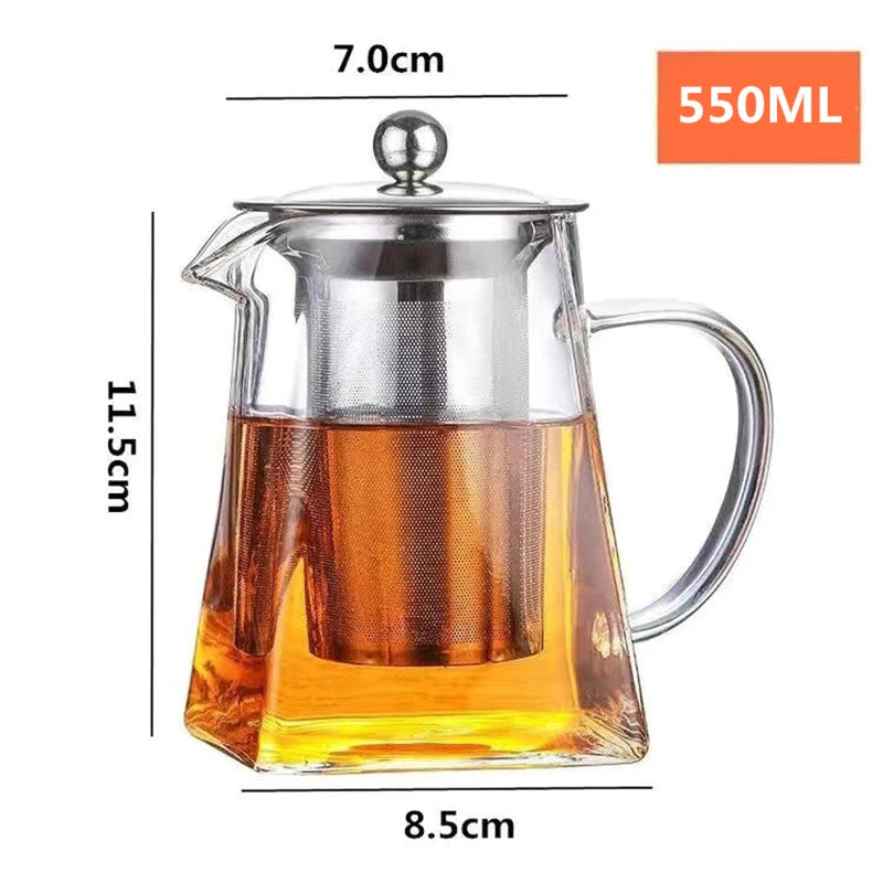 Heat Resistant Glass Teapot with Infuser Tea Kettle Tea Set Samovar Teaware For Loose Tea Home Kitchen Dining Bar