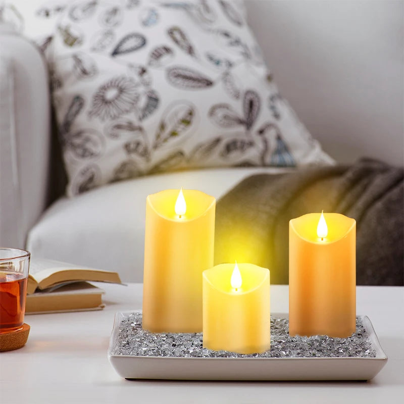 Flameless Flickering LED Candles Battery Operated for Wedding Birthday Party Romantic Ambience Home Decor Warm Light 3D Flame