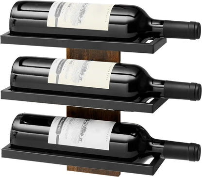 3-Tier Wall Mount Wine Rack,Wall Mounted Wine Bottle Racks for Display and Storage,Hanging Bottle Holder,for Living,Dining Room