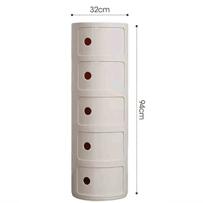 Bedside Table with Drawers Small Round Side Table Storage Cabinet Plastic Side Cabinet Nightstand for Bedroom Living Room