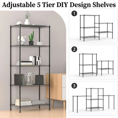 3/4/5 Tier Heavy Duty Shelving Units, Adjustable Metal Wire Storage Rack for Kitchen Garage Pantry Living Room Warehouse