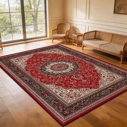 Persian-Style Floor Mat Classical Living Room Large Size Non-Slip Carpet Floor Bedroom and Living Room Lounge Rug Easy Clean