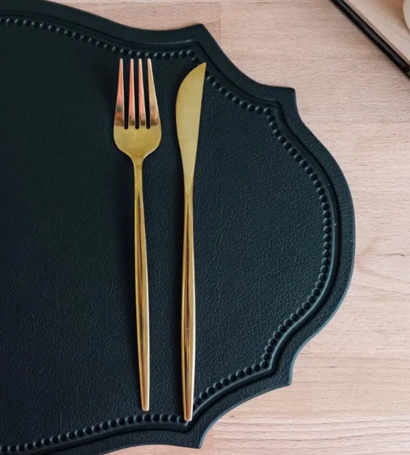 1/4/6PCS Oval Black Gift Placemats Indoor Faux Leather Kitchen Dining Table Pad Luxury Place Mat Tableware Cafe Pad 식탁매트