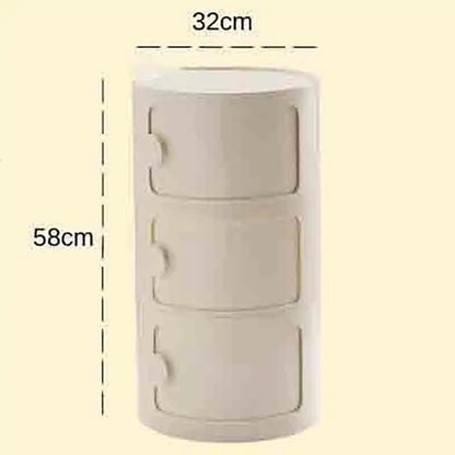 Bedside Table with Drawers Small Round Side Table Storage Cabinet Plastic Side Cabinet Nightstand for Bedroom Living Room