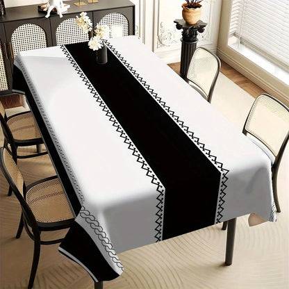 Modern Black Stripe Rectangle Waterproof Tablecloth Table Decor Reusable Kitchen Dining Tablecloth Holiday Party Decorations