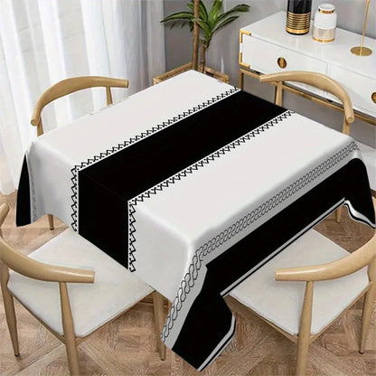 Modern Black Stripe Rectangle Waterproof Tablecloth Table Decor Reusable Kitchen Dining Tablecloth Holiday Party Decorations