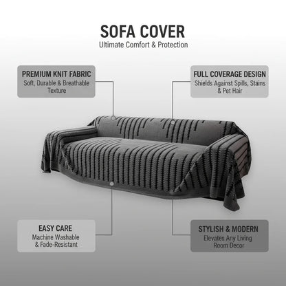 Dark Gray Black Striped Sofa Towel Simple Bohemian Style One-Piece Sofa Cover Cloth Living Room Home Decor